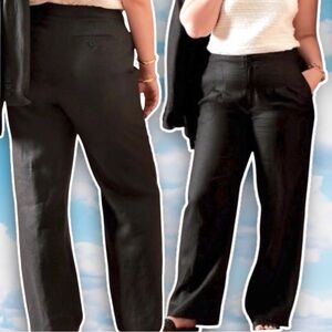 NWT BANANA REPUBLIC Wide Leg Linen Pant Black Size 18 Lagenlook Career Office